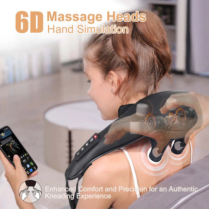 Shiatsu Neck & Shoulder Massager with Heat – Deep 6D Kneading Relief