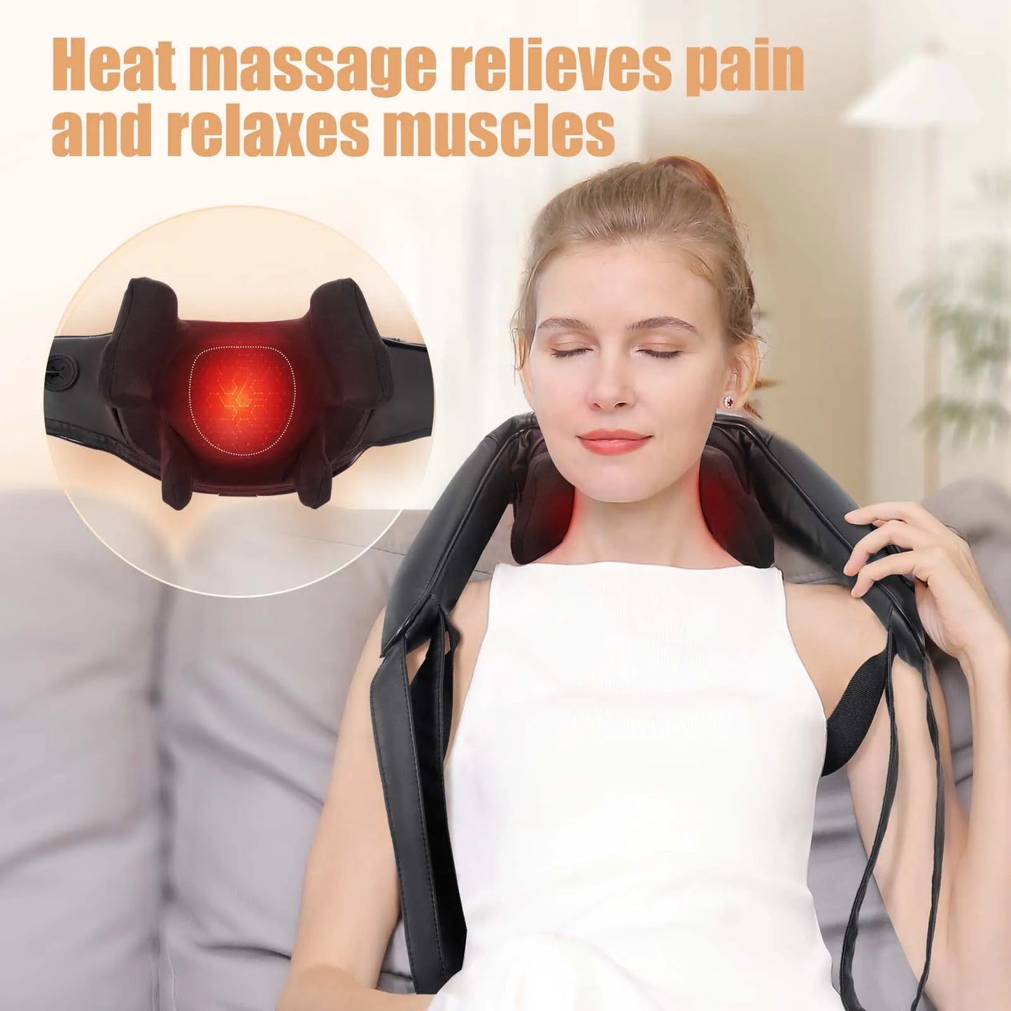 Shiatsu Neck & Shoulder Massager with Heat – Deep 6D Kneading Relief