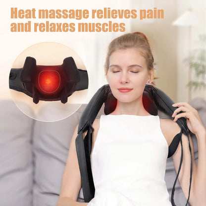 Shiatsu Neck & Shoulder Massager with Heat – Deep 6D Kneading Relief