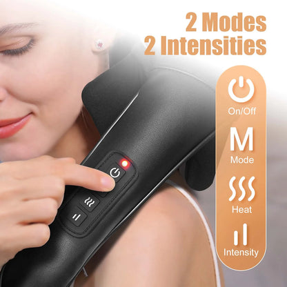 Shiatsu Neck & Shoulder Massager with Heat – Deep 6D Kneading Relief