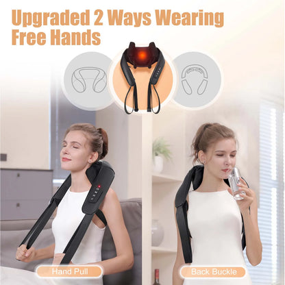 Shiatsu Neck & Shoulder Massager with Heat – Deep 6D Kneading Relief